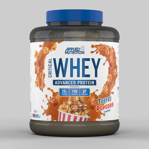 CRITICAL WHEY PROTEIN 2KG advanced protein, Applied Nutrition toffee popcorn flavour