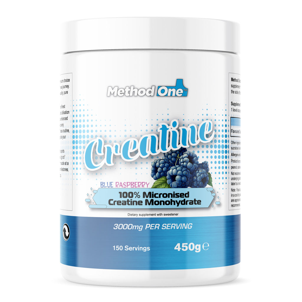 CREATINE MONOHYDRATE Method One, blue raspberry flavour, Creatine Powder supplement enhance athletic performance, increase muscle strength, support muscle growth sports supplement